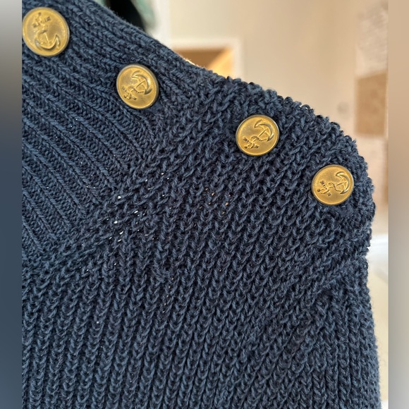 Anthropologie Maeve Divendra Navy Stripe French Blouse Gold Buttons Sz L - Picture 10 of 10